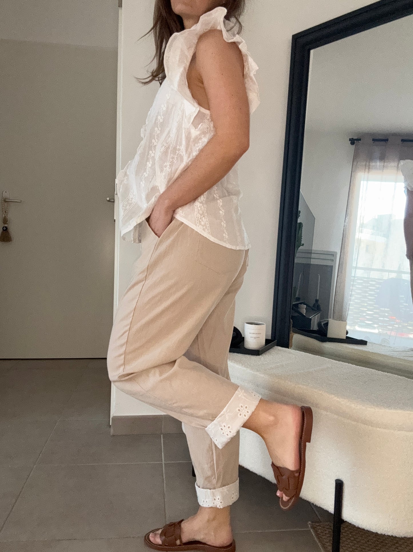 Pantalon lin mélangé