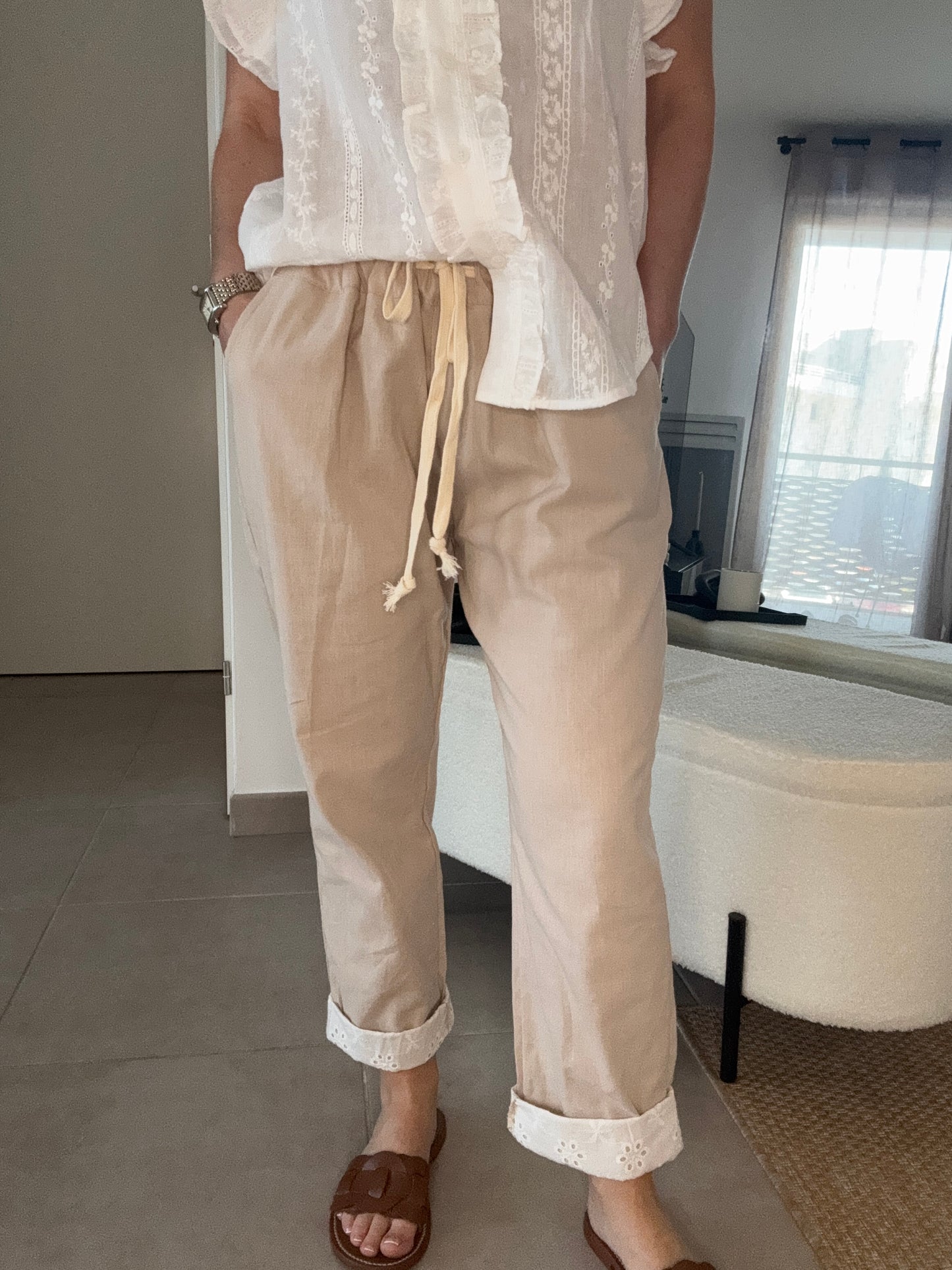 Pantalon lin mélangé
