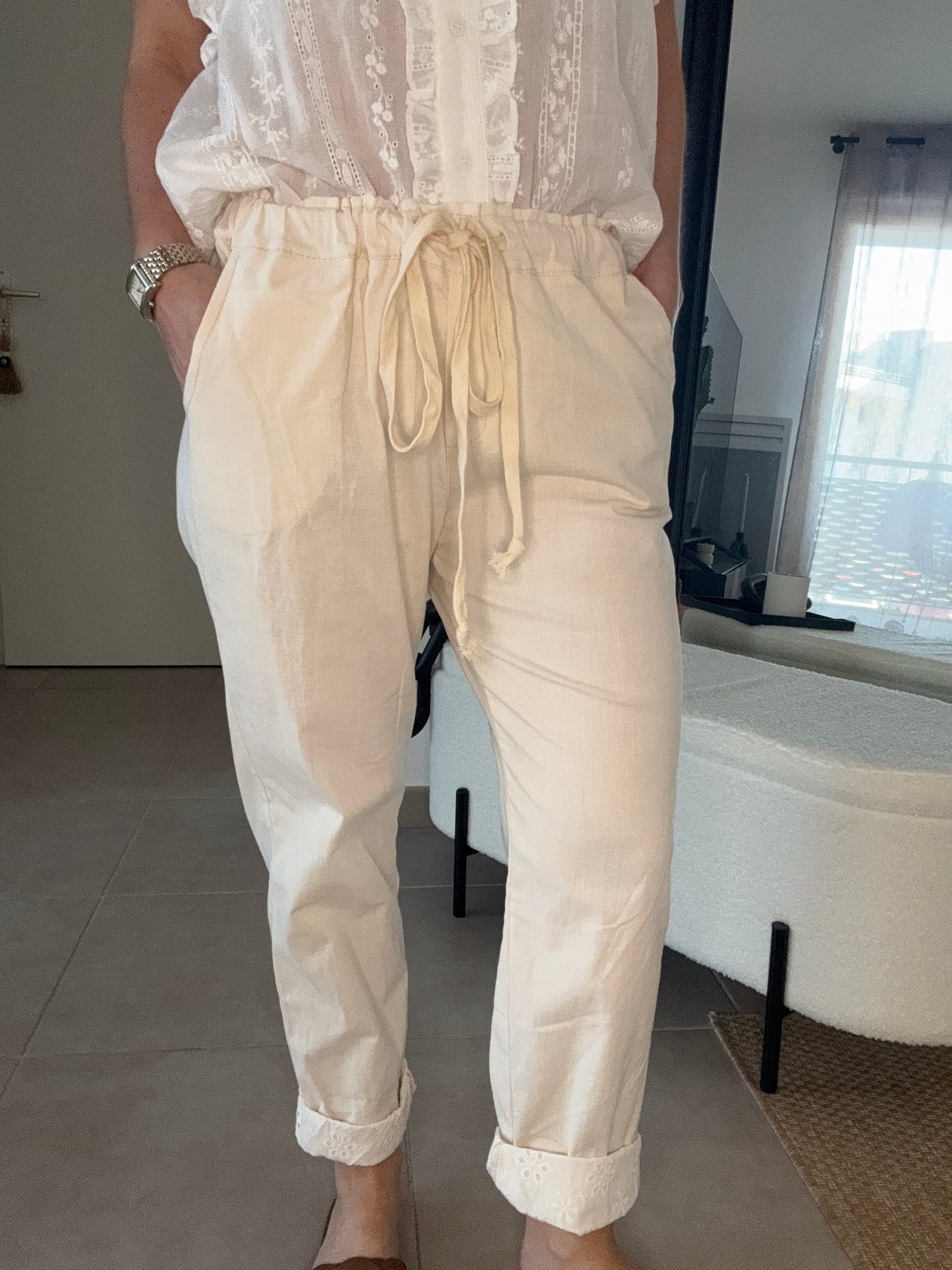 Pantalon lin mélangé