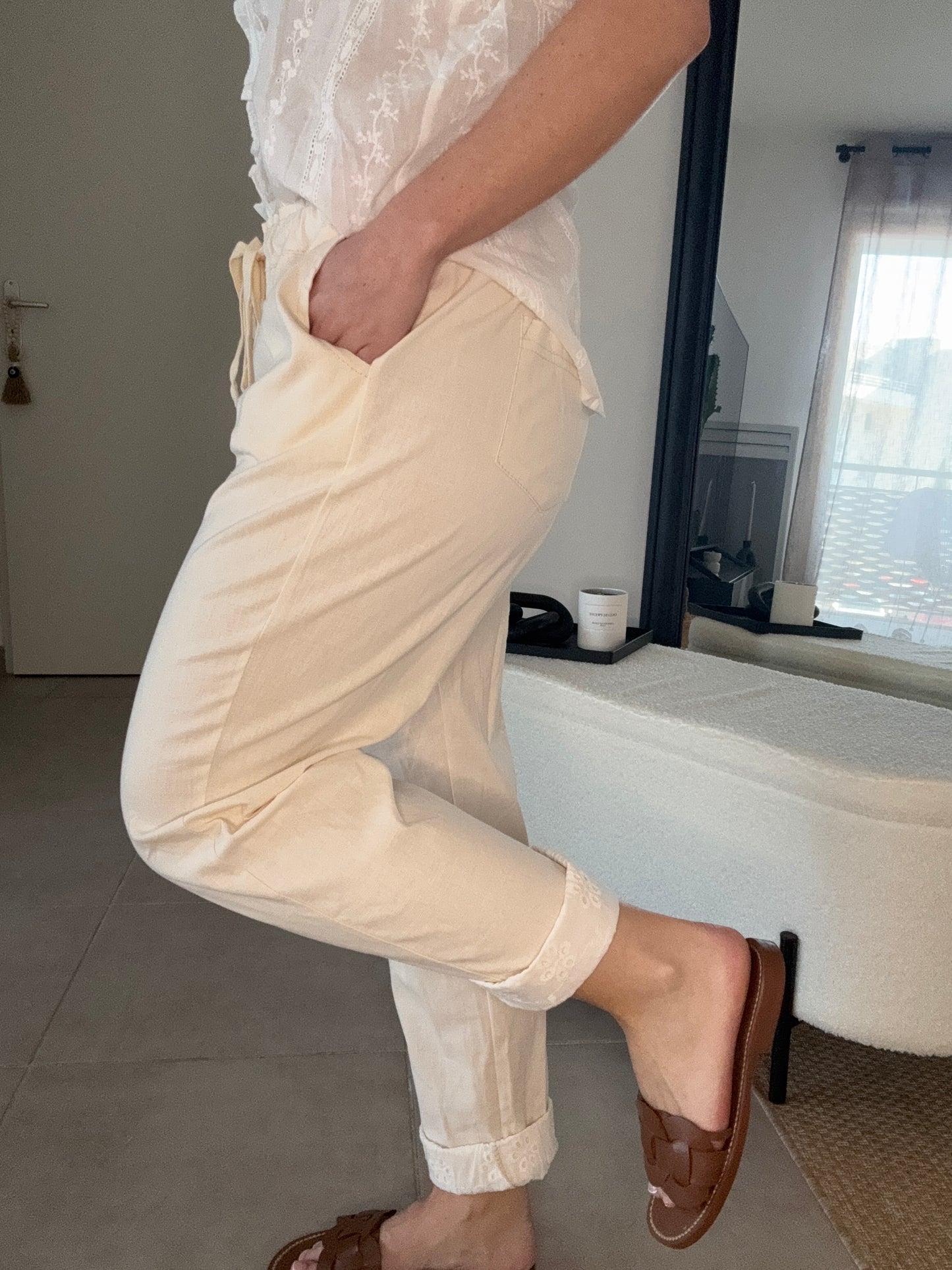 Pantalon lin mélangé