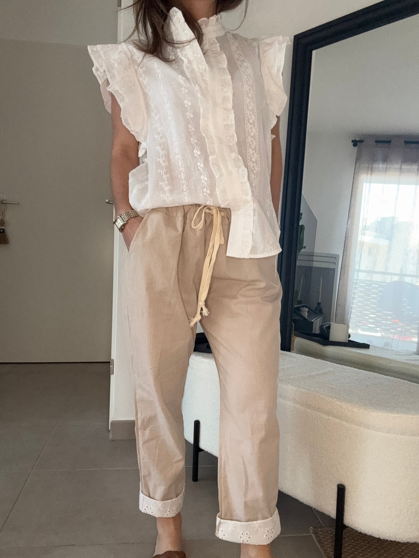 Pantalon lin mélangé